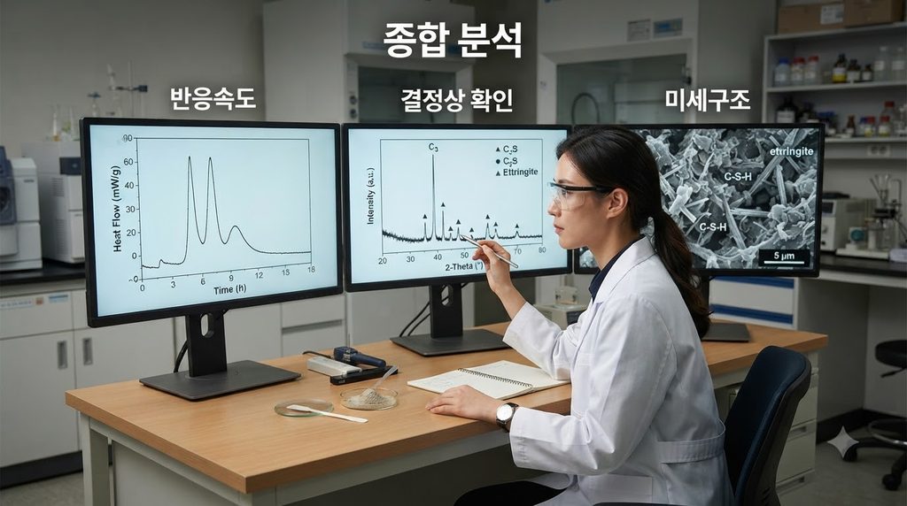 등온열량계로 시멘트 수화반응 속도와 발열 특성을 분석하는 원리 7 Researcher analyzing cement spec… 20260928211340