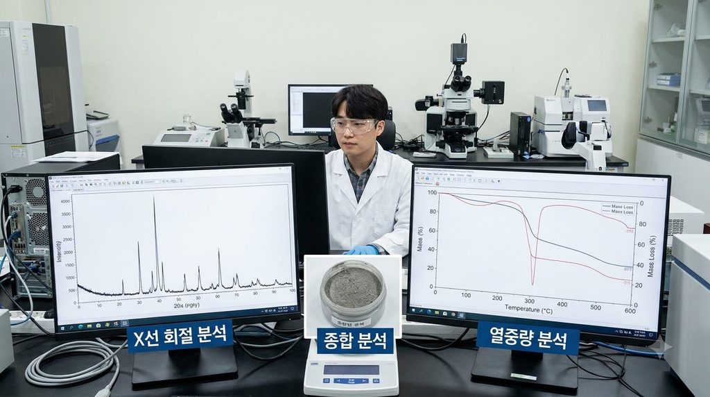 열중량분석(TGA)으로 콘크리트의 수화도와 탄산화 정도를 평가하는 방법 5 Researcher comparing material an… 20260911221803