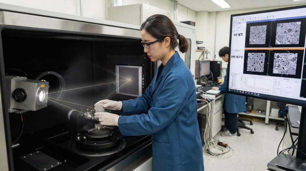 Researcher mounting concrete sample 20260923232931
