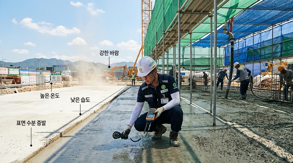 고온 건조환경에서 콘크리트 내부 수분 이동과 열습기 연성 거동 4 Technician measuring concrete si… 20260916230557