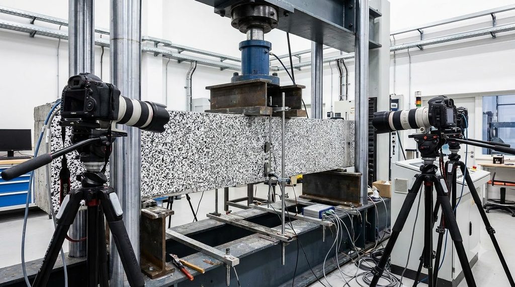 Testing concrete specimen in lab… 202609050029