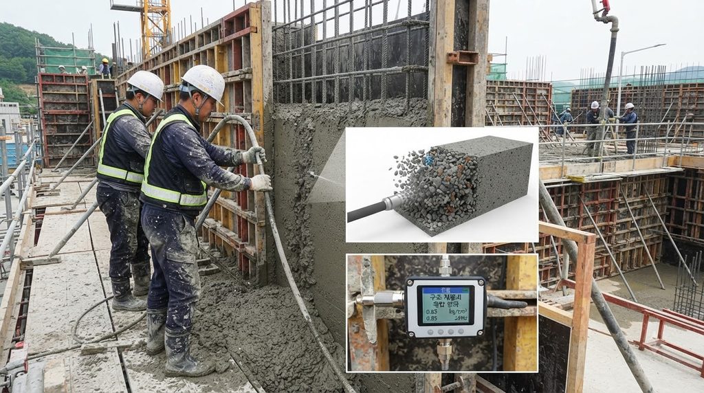 거푸집 측압에 영향을 미치는 굳지 않은 콘크리트의 틱소트로피 특성 5 Workers pouring concrete at cons… 20260924000832