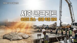 서중 콘크리트의 슬럼프 손실과 응결 촉진을 제어하는 현장 품질관리 4 서중 콘크리트 품질관리 타설 202609050103