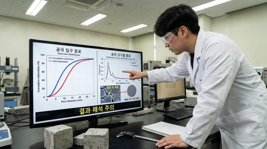 수은압입법(MIP)을 이용한 콘크리트 공극 크기 분포 분석의 원리와 한계 6 연구자가 공극 분석 결과 비교 20260914091444