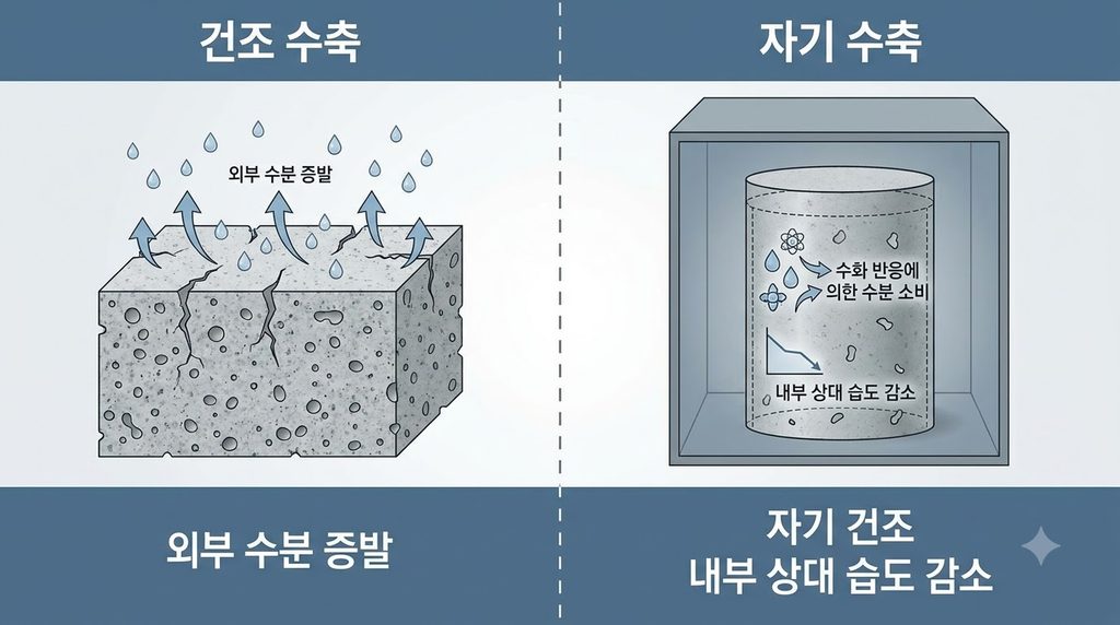 콘크리트의 수분흡착 등온선과 내부 상대습도 변화가 수축에 미치는 영향 3 콘크리트 건조수축과 자기수축 비교 20260910232741