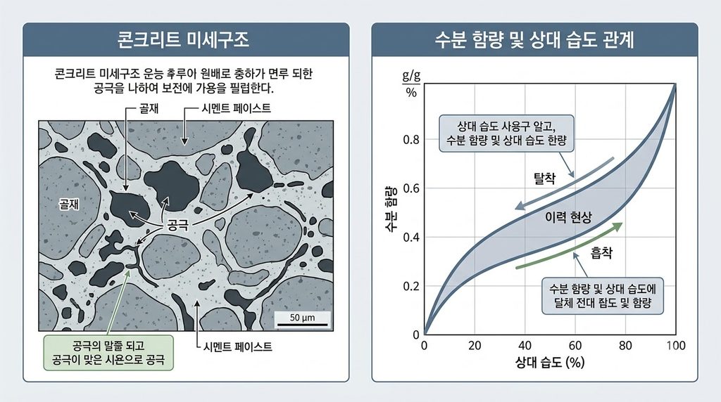 콘크리트의 수분흡착 등온선과 내부 상대습도 변화가 수축에 미치는 영향 1 콘크리트 미세구조 인포그래픽 제작 20260910232720 1