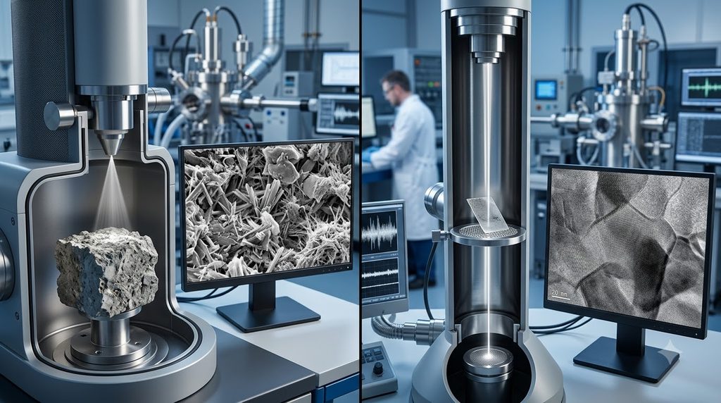 투과전자현미경(TEM)으로 C-S-H 나노구조와 결정격자를 분석하는 원리 1 Cement material analysis comparison 20261018171650