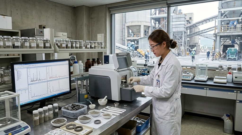 Researcher analyzing cement samples 20261004214853